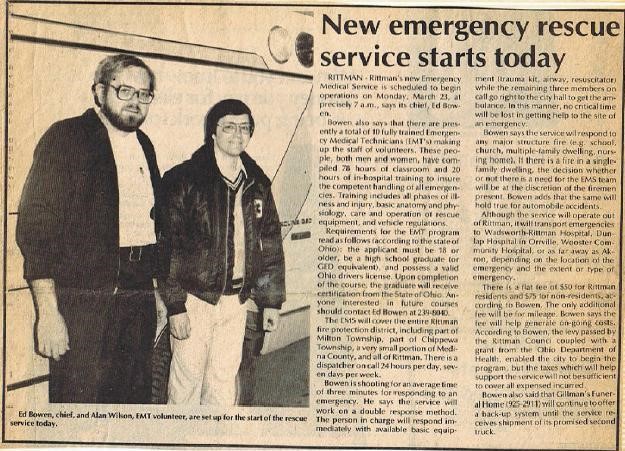 Ed Bowen and Alan Wilson pictured on the first day of operations. (Photo Wooster Daily Record March 1981)